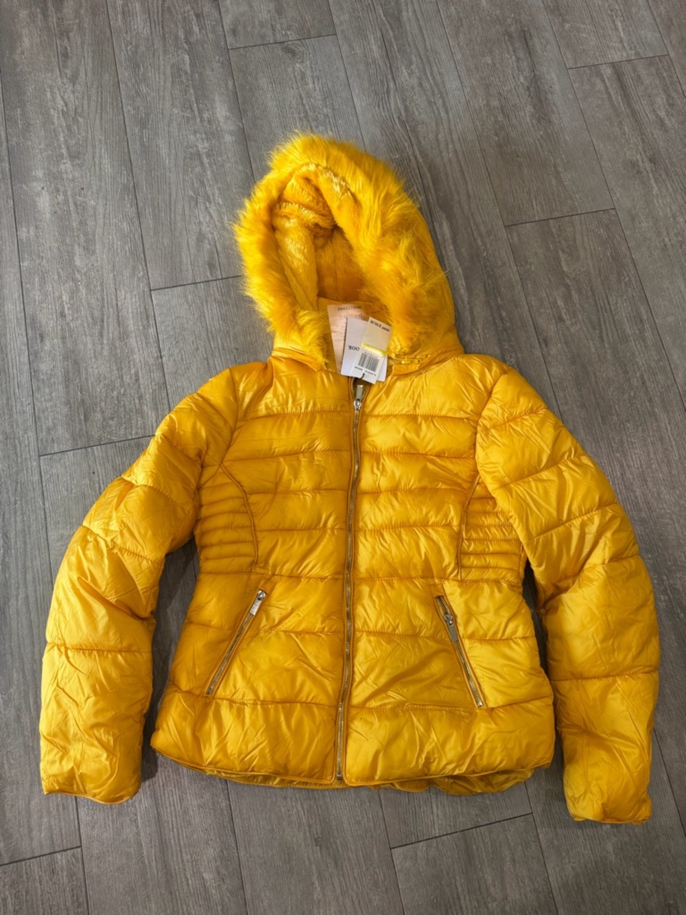 Sweet look Quilted Hooded Puffer Jacket - Yellow